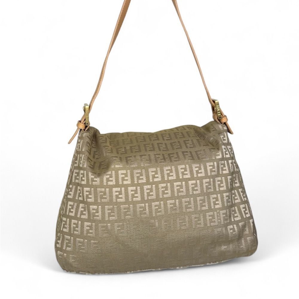 Authentic FENDI Mama Beige Monogram FF Zucchino Canvas Single Shoulder B… - Picture 6 of 16